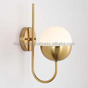 Brass Gold  Mid Century Modern Wall Sconce with Frosted Glass Shade Wall Mount Light Fixture for Bathroom Kitchen Bedroom