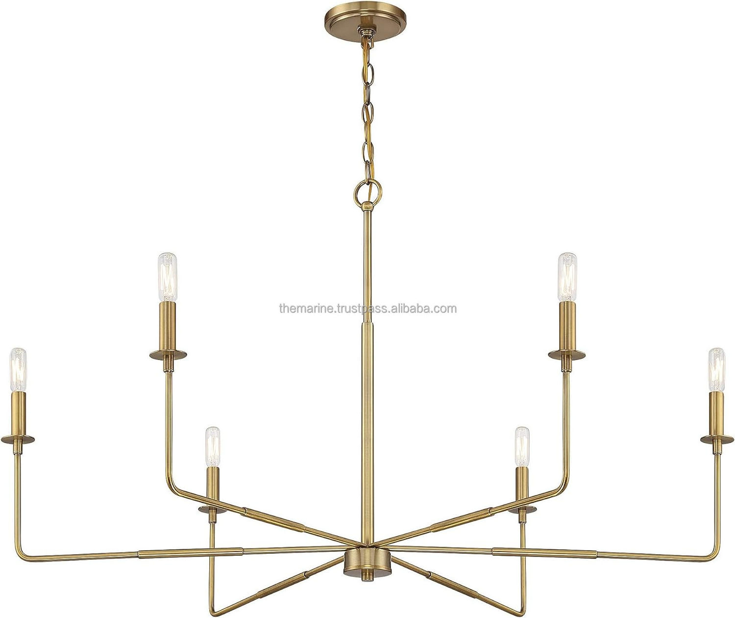 Contemporary  6-Light Chandelier in Warm Brass Finish Home Decorative Industrial Ceiling Hanging Light Fixture