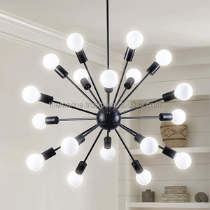 18 Lights Adjustable Modern Sputnik Black Chandelier for Dining Room Hanging Vintage Industrial Ceiling Lighting Fixtures