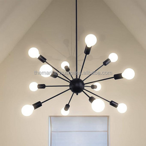 Matte Black 12 Lights Adjustable Modern Sputnik Chandelier  Vintage Industrial Ceiling Lighting Fixtures  For Home Decoration