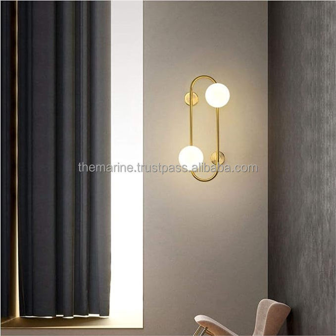 2-Light Wall Sconce Gold Globe Bedside Wall Lamp Fixtures Magic Bean Glass Ball Wall Mount Light for Bedroom Living Room