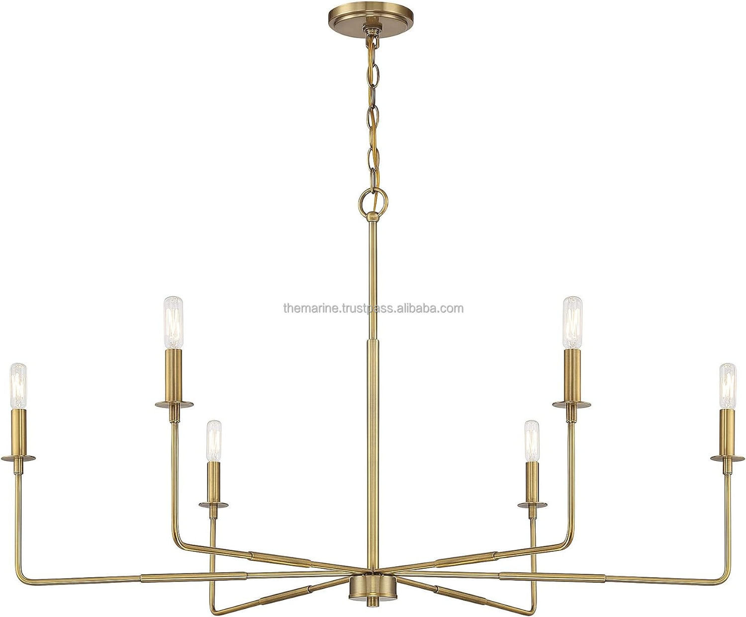 Contemporary  6-Light Chandelier in Warm Brass Finish Home Decorative Industrial Ceiling Hanging Light Fixture