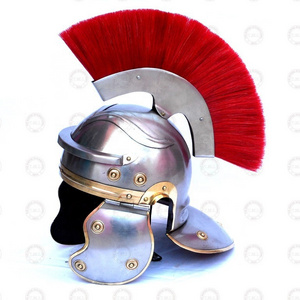 Medieval Roman Centurion Armor Helmet with Red Plume  Gladiator Knight Spartan Greek Helmet Soldier Costume