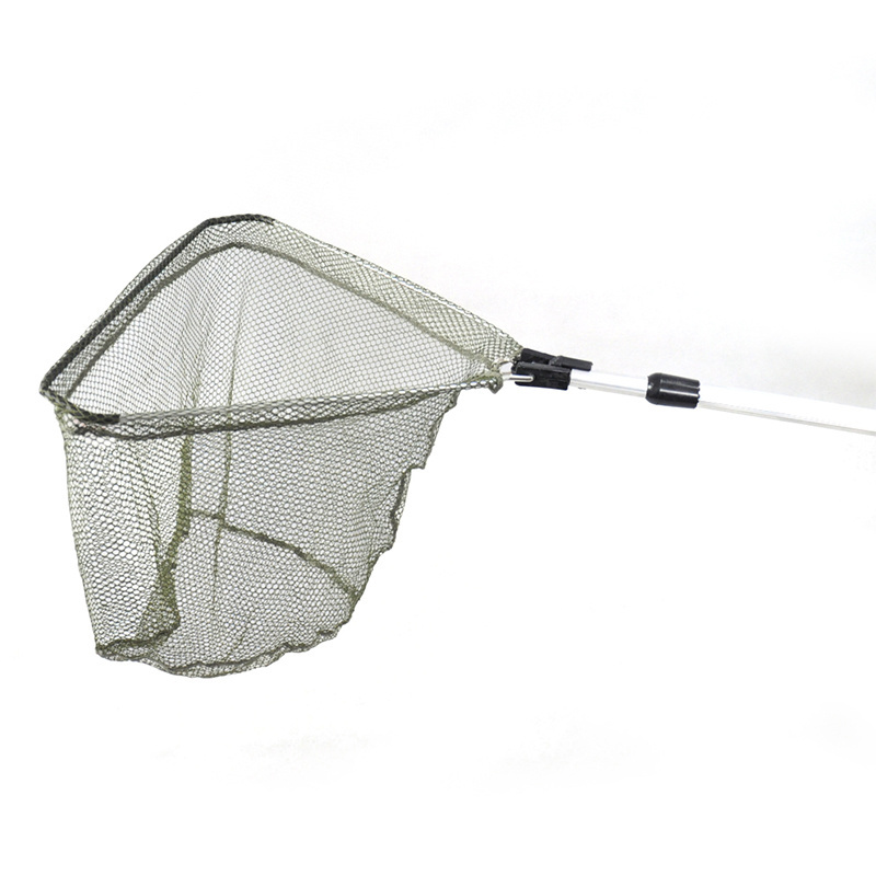 Telescopic Fly Fishing Landing Net Of Aluminum Alloy Frame Small Rubber Mesh Magnetic Clip Lanyard