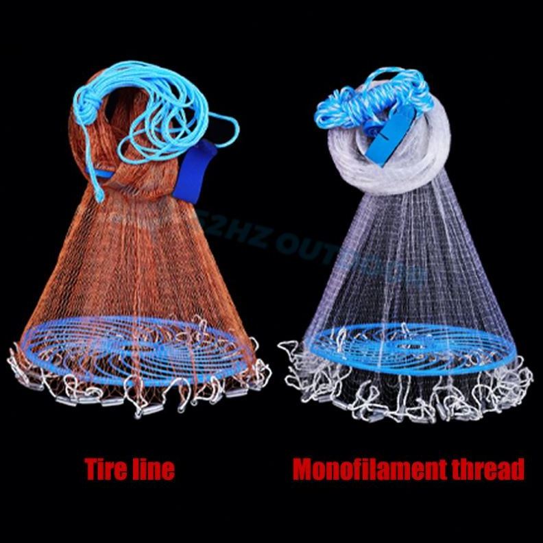 Topline Hot Selling Size 4~9 Feet Nylon Hand Cast Net throwing bottom pocket cast net fishing cast net for sale