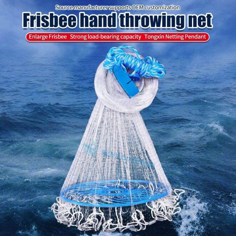 Topline Hot Selling Size 4~9 Feet Nylon Hand Cast Net throwing bottom pocket cast net fishing cast net for sale