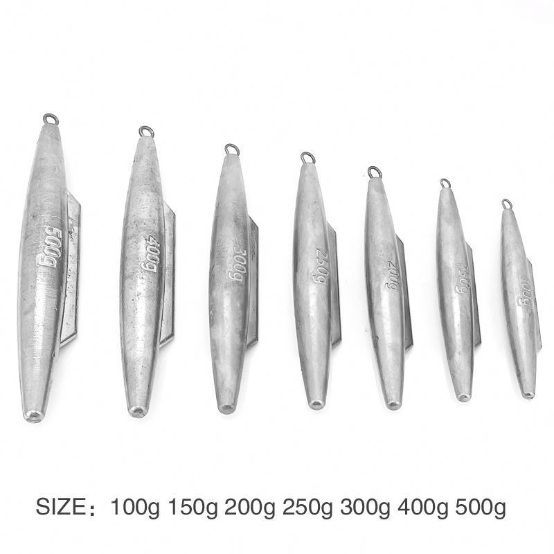 100G-500G Submarine Shaped Lead Sinker With Loop Fishing Sinker Fishing Weights