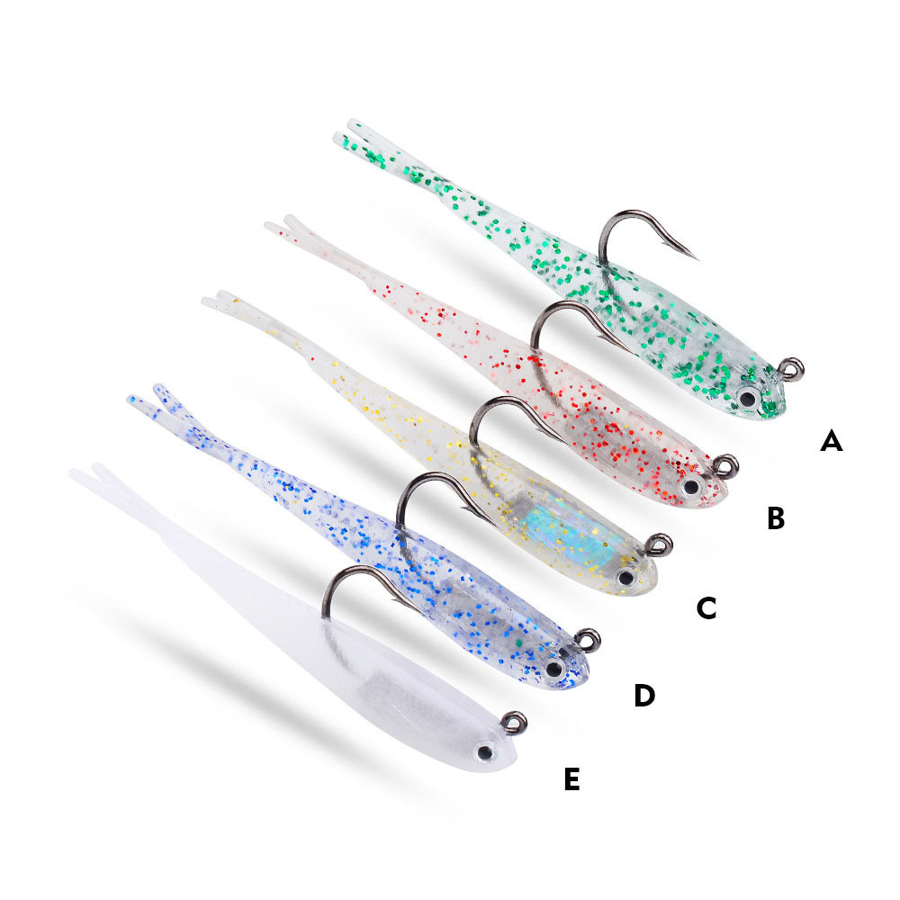 Soft Sea Bass Jig head Jigging Bait Cod Pollack Gurnard T Tail Fishing Bait With Lead Hook 7cm 5g  Sand EEL Fishing Lures