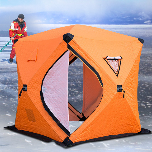 Pop-Up Portable Ice Fishing Tent 4 Person Insulated Ice Fishing Shelters