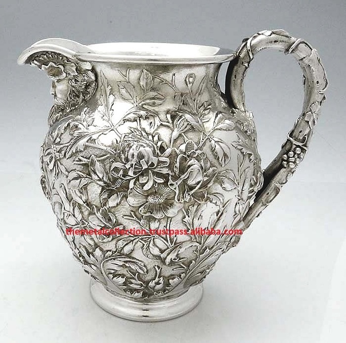 Newest Designer water Jug for Home Hotel & Restaurant water Pitcher Decor Silver Plated Antique Design  Brass Water Pot & kettle