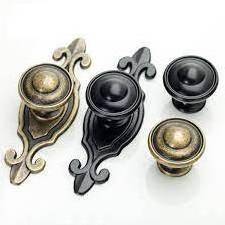 Door Handle Set Hardware Furniture Accessories Home hotel Window Bed Room Door Handle Antique Metal Black color Door Handle Knob