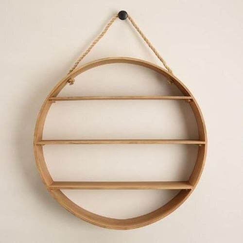 Modern Wall Shelf  Hanging Round Shape Natural Wooden use  Books Flower Pots Decorative Wall Hanging Warehousing Supplies Shelve