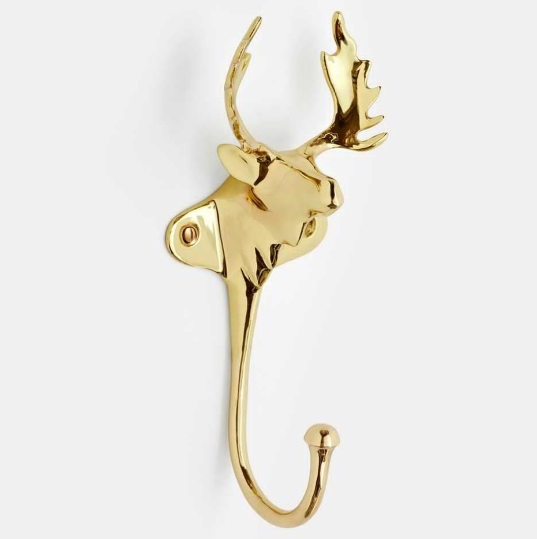 Stylish Wall Mounted Single Hooks Hangers Clothes Hat Coat Robe Hanging Metal Single Hook Wall Door Hanger Golden Color Finished