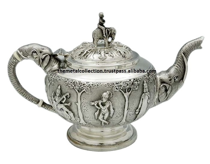 Creative Tea & Coffee Pot for Kitchenware Serving Tea Pot Decorative Silver Plated Customized Size Brass Tea & Coffee Pot