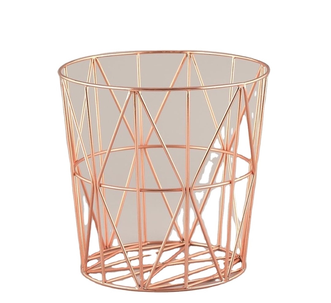 Modern Storage Container Basket Kitchenware Home Hotel Restaurant Copper Color Storage Container Wire Fruit and Vegetable Basket