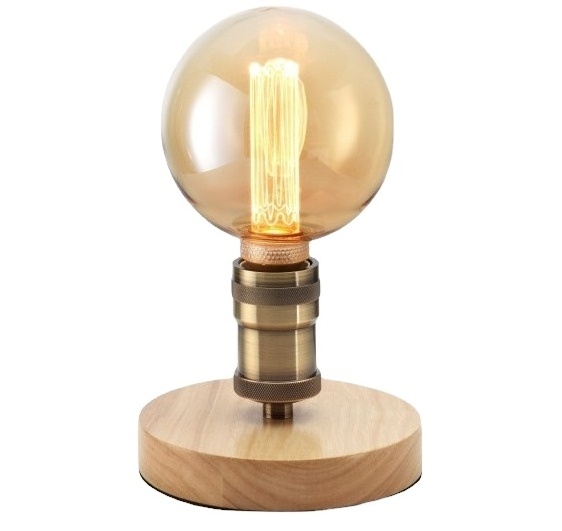 Table Lamp Shade Natural Wood and Glass Decorative Living Room Bed Room Office Metal Antique Round Shaped Lighting Tabletop lamp