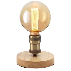 Table Lamp Shade Natural Wood and Glass Decorative Living Room Bed Room Office Metal Antique Round Shaped Lighting Tabletop lamp