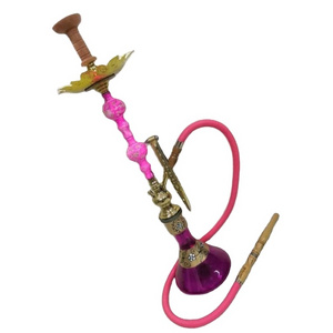 Classic Hookah for home Hotel Bars Traveling Portable Smoking Accessories Pink Color American Style Glass & Metal Shisha Hookahs