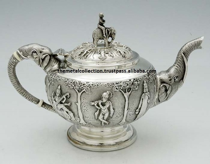 Creative Tea & Coffee Pot for Kitchenware Serving Tea Pot Decorative Silver Plated Customized Size Brass Tea & Coffee Pot