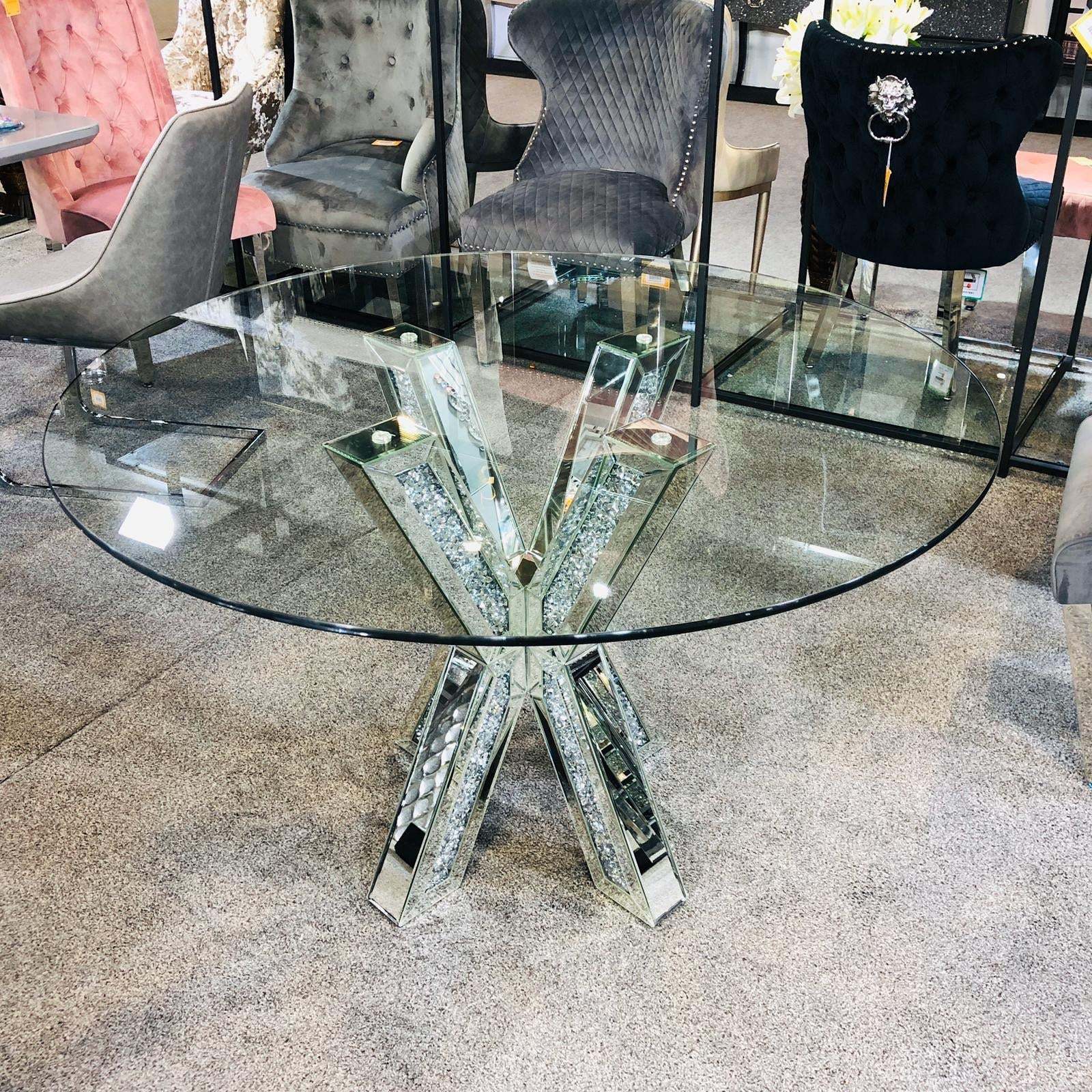 New Diamond Crush Crystal Sparkle Table for Home Hotel Restaurant Table Silver Color Metal Furniture Center Tea Coffee Tabletop