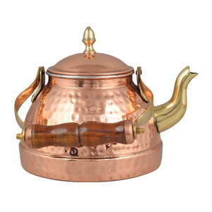 Unique Tea Kettle Pots With Wooden Handle For Cooking & Serving Crockery  Wala And Company Copper Kalai Tea Kettle Copper Coffee