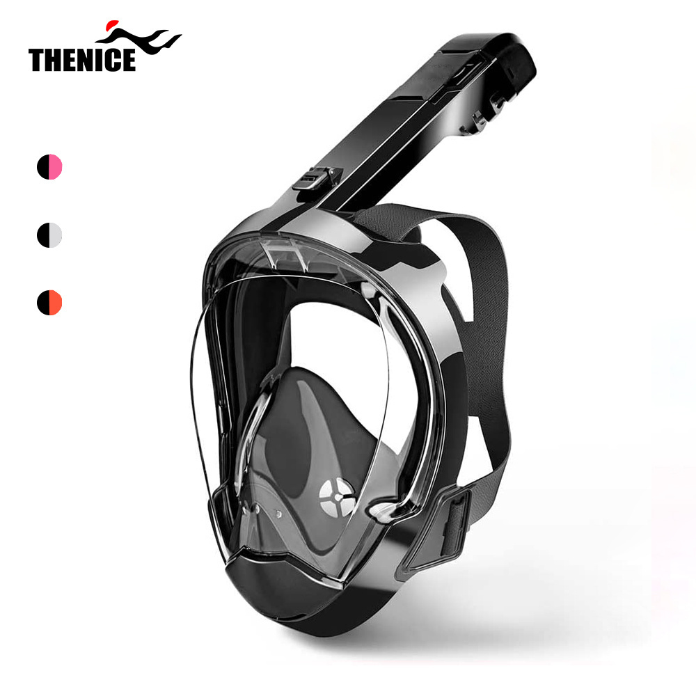 Thenice Black Camera Mount GOPRO Anti-fog Swimming Goggles Full Face Diving Mask For Adults