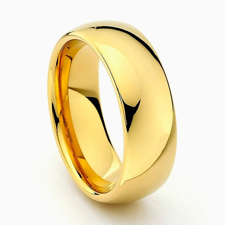 High Quality  Classic 24k Gold Tungsten Carbide Wedding Band Ring For Men and Woman