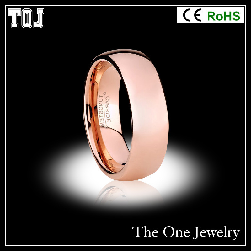 High Quality New Design Ladies Dome Rose Gold Tungsten Carbide Finger Ring