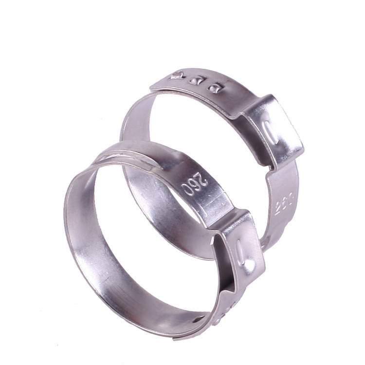 Stainless Steel crimp style single ear hose clamp clips