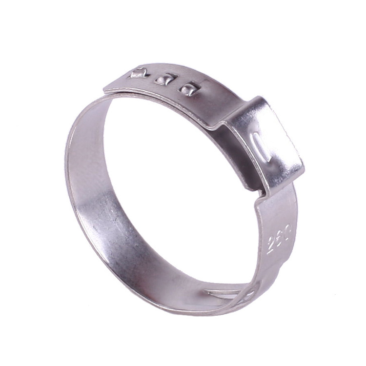 Stainless Steel crimp style single ear hose clamp clips