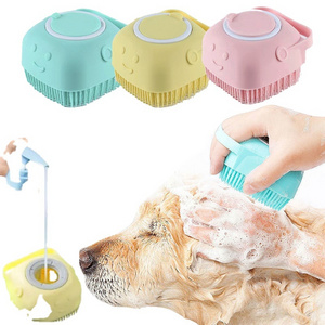 Bathroom Dog Bath Brush Massage Soft Safety Silicone Comb with Shampoo Box Pet Accessories for Cats Shower Grooming Tool