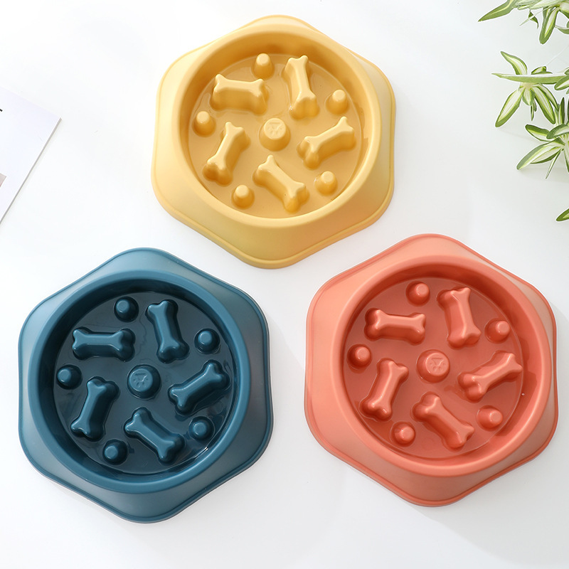 Plastic Puppy Cat Eating Dish Bowl Pet Dog Healthy Diet Anti-Gulping Slow Food Plate Feeding Dog Cat PP Slow Feeder Bowl