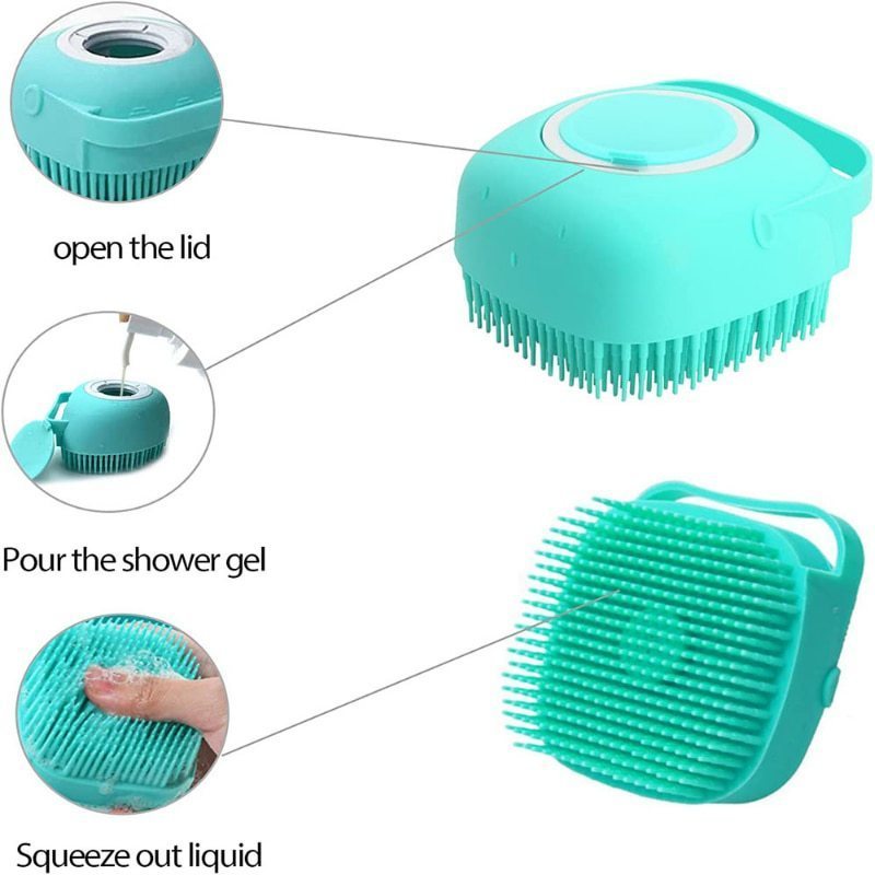 Bathroom Dog Bath Brush Massage Soft Safety Silicone Comb with Shampoo Box Pet Accessories for Cats Shower Grooming Tool