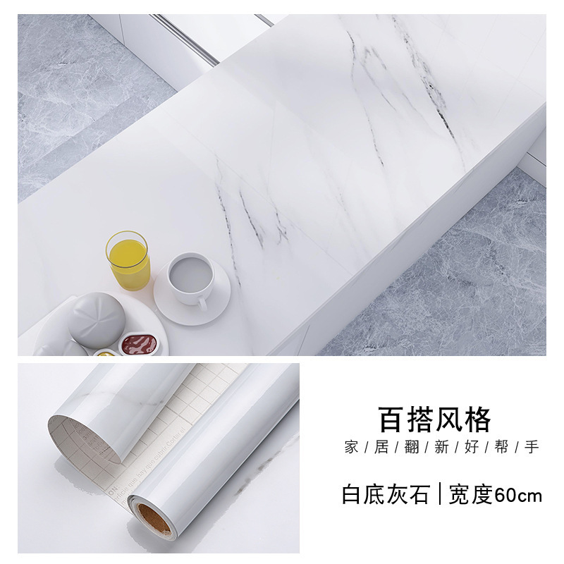 Wallpaper Self-Adhesive Household Thickened Waterproof  Decoration Kitchen Oil-Proof Stickers Marble Texture Print Wallpaper