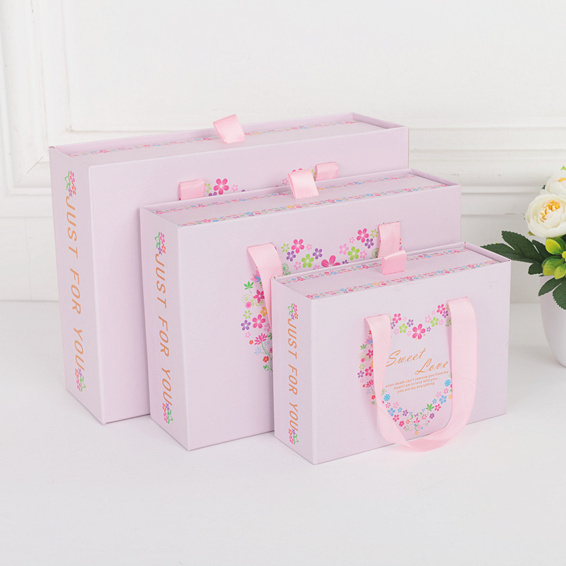 Pink Flower Heart Gift Box Perfume and Skin Care Product Gift Box Underwear Sock Paper Jewelry Box Packaging