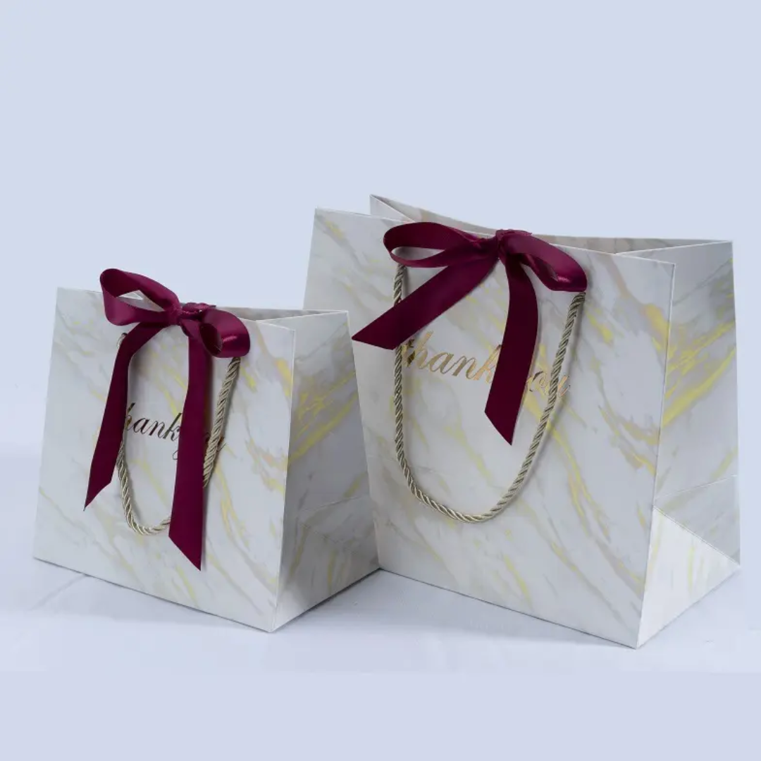 Custom Print Luxury Golden And White Marble White Cardboard Shopping Gift Paper Bag With Handles Boito En Carton Flat Paper Bag