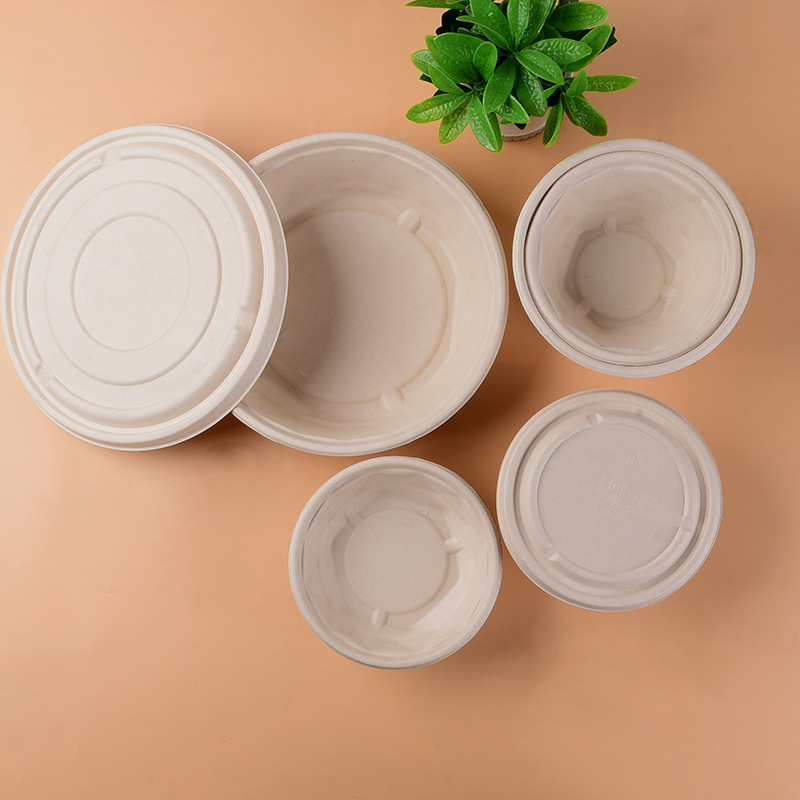 Sugarcane pulp Disposable Paper Dinner Bowls pulp Molded Paper Plates Dishes Egg tableware Customization