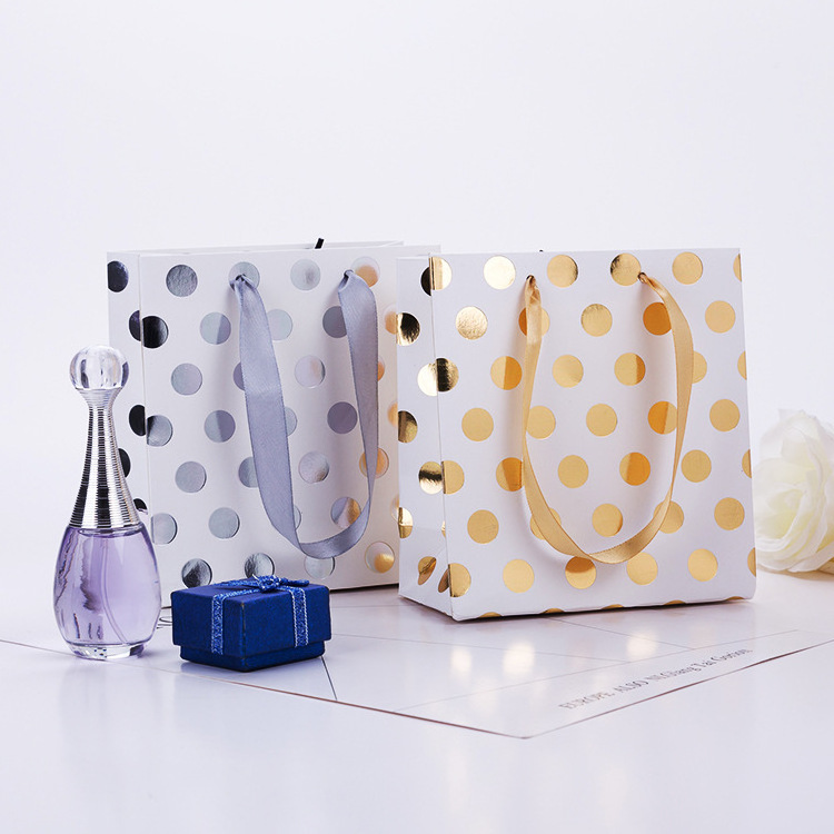 Polka Dot With Sparkling Biodegradable Eco-Friendly Luxury Shopping Packaging Gift Bag With Logo