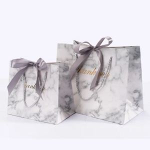 Custom Print Luxury Golden And White Marble White Cardboard Shopping Gift Paper Bag With Handles Boito En Carton Flat Paper Bag