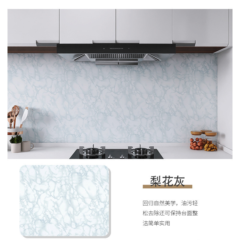 Wallpaper Self-Adhesive Household Thickened Waterproof  Decoration Kitchen Oil-Proof Stickers Marble Texture Print Wallpaper