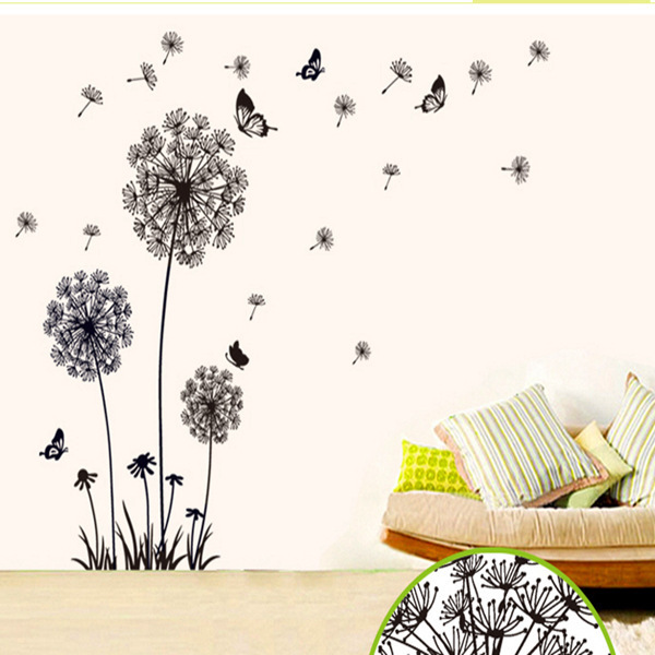 New Creative Dandelion Wall Art Decal Sticker Removable Heart-Shaped Photo Frame Big Tree Living Room Bedroom Entrance