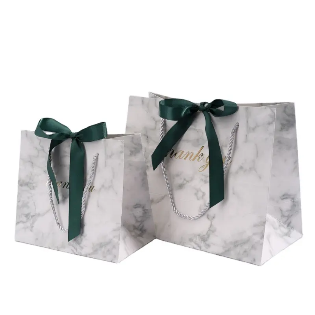 Custom Print Luxury Golden And White Marble White Cardboard Shopping Gift Paper Bag With Handles Boito En Carton Flat Paper Bag