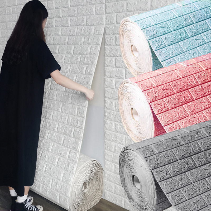 Brick Pattern Wall Panels Stickers Wallpaper Wall Soft Package Collision-Resistant TV Background Wall Three-Dimensional Roll Wal