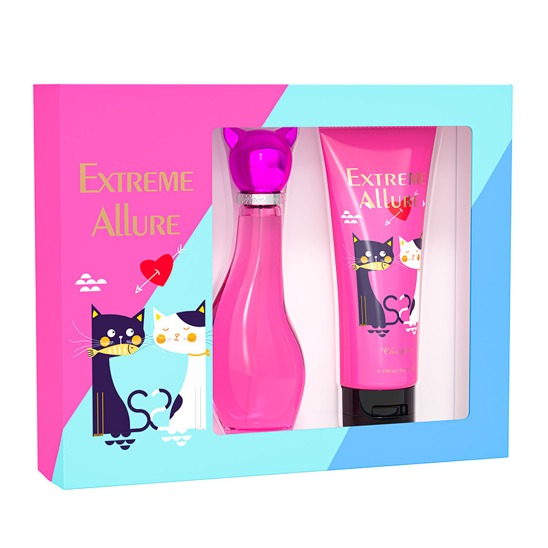 Wholesale ladies Perfume gift set for Women, Sweet Cat Perfume and Body Lotion - 100ml Perfume + 100ml Body Lotion