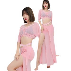 Pink Color Custom Top & Bottom Dancing Wear Wholesale Suits Dress Latest Model Costumes For Ladies With Customized Logo