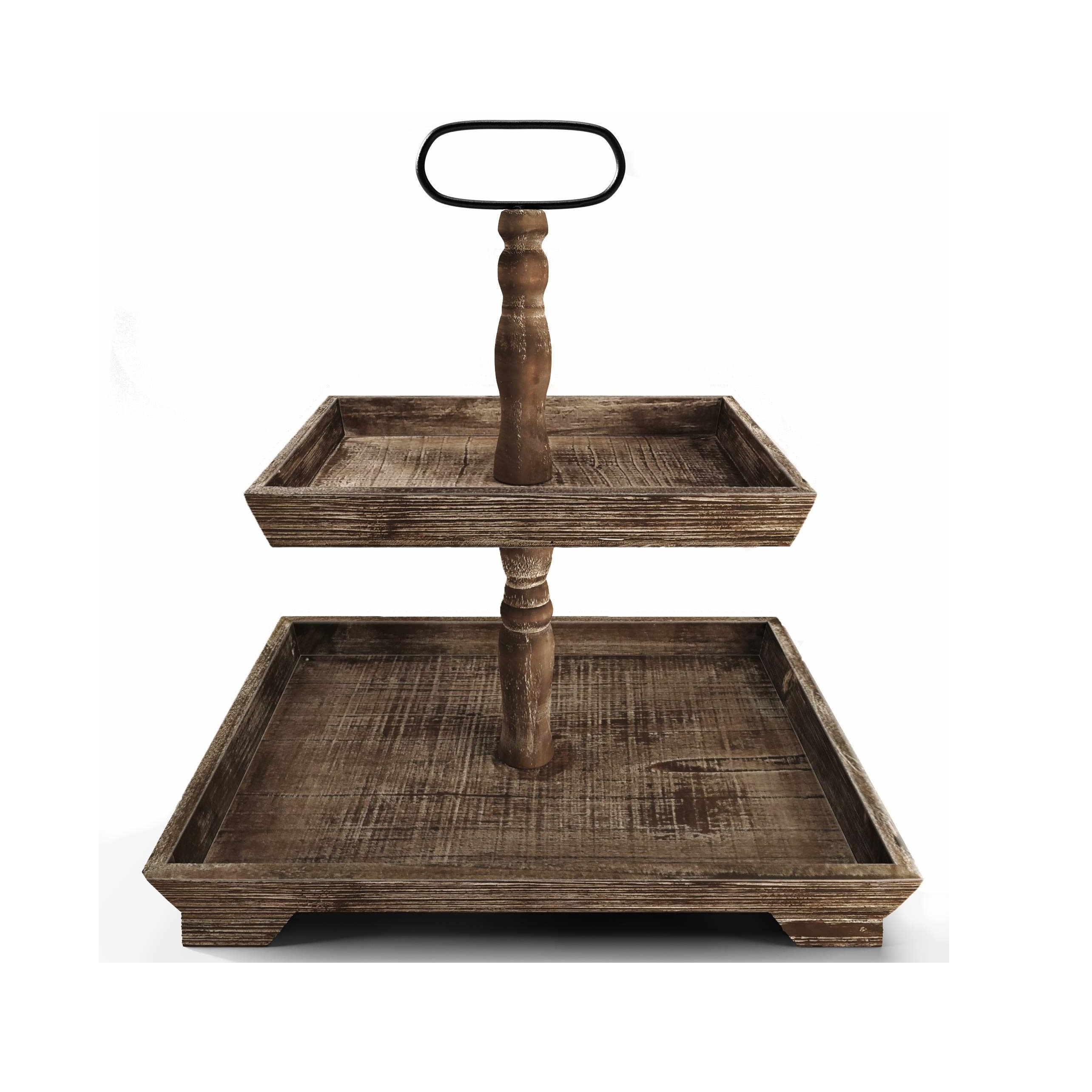 Antique Look Top Quality Wooden Cake Stand with 2 Tired Top Selling Square Shape 2 Tier Cake Stand For Birthday Party Use