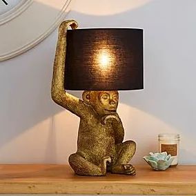 European Style Elephant Table Lamp 14 Inch LED Bedside Lamp Environmental Resin Body + Fabric Shade Lampshade