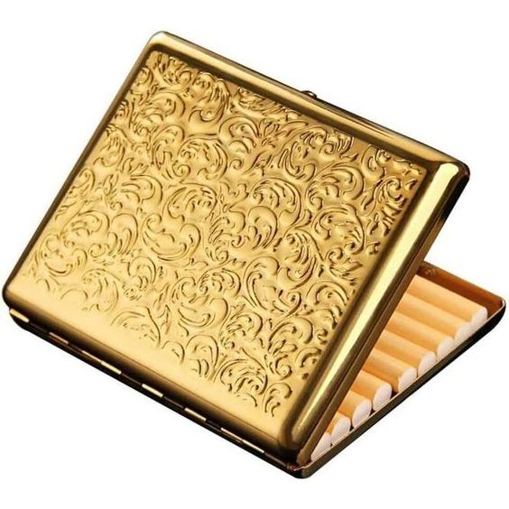 Golden Finished Engraving Design Metal Luxury cigarettes Case Hot Selling On Amazon luxury Cigarette Case