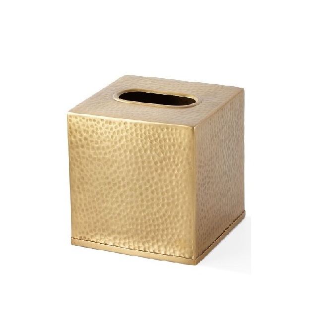 Metal Texture Tissue Box Cover Holder Square Facial Case Toilet Paper Holder Napkin Dispenser for Office Bathroom Vanity Box