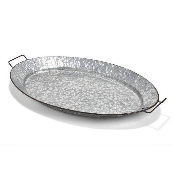 Oval Shape Galvanized Metal Tray for Kitchen Decorative Standard Food Serving Galvanized Metal Serving Tray